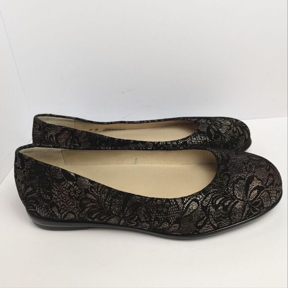 SAS Black Metallic Lace Ballet Flats - removable Ortholite insoles - Picture 4 of 7